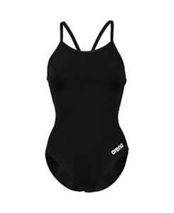 arena women's standard team swimsuit light drop solid fl, black-white, 36