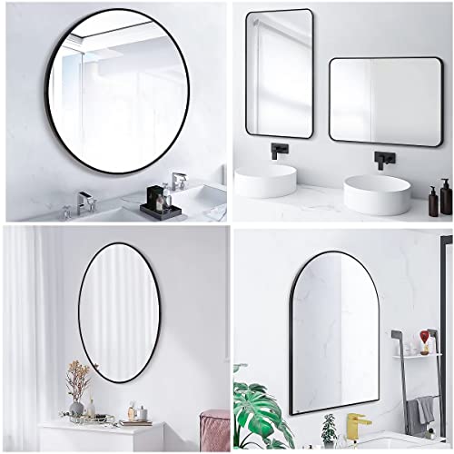 SCWF-GZ 20x30 Square Mirror Full Length Wall Mounted Hanging or Against Wall Metal Frame Dressing Make-up Mirrors for Entryway Bedroom Bathroom Living Room 20 30 inch Black