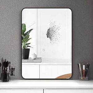 SCWF-GZ 20x30 Square Mirror Full Length Wall Mounted Hanging or Against Wall Metal Frame Dressing Make-up Mirrors for Entryway Bedroom Bathroom Living Room 20 30 inch Black