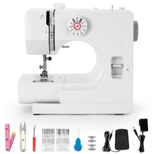 sewing machine, mini sewing machine, electric portable sewing machine for beginners, 12 stitch dual speed with foot pedal & sewing kit