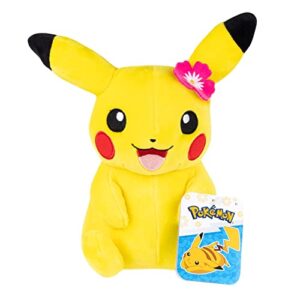 pokémon 8" pikachu with flower plush - officially licensed - quality & soft stuffed animal toy - add pikachu to your collection! - great gift for kids, boys, girls & fans of pokemon