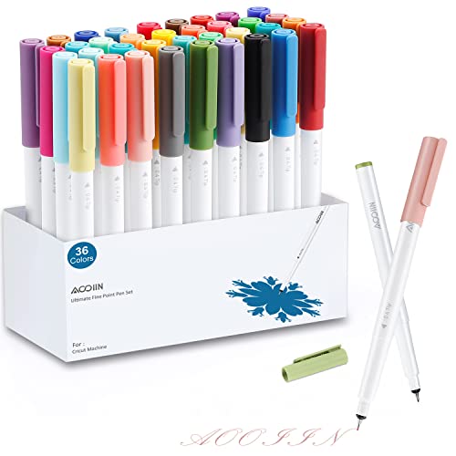 AOOIIN Fine Point Pens for Cricut Maker 3/Maker/Explore 3/Air 2, 36 Pack Markers Pens Set 0.4 tip Ultimate Writing Drawing Pen for Cricut Machine