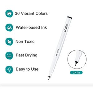 AOOIIN Fine Point Pens for Cricut Maker 3/Maker/Explore 3/Air 2, 36 Pack Markers Pens Set 0.4 tip Ultimate Writing Drawing Pen for Cricut Machine