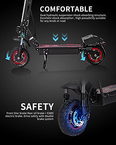 WIDEWHEEL W6 Off-Road Electric Scooter Adults, 2000W Double Motors, Up to 40 MPH & 40 Miles, Folding Commuter Scooter Electric for Adults, 10" Off-Road Tires Sport Scooters (Without seat)