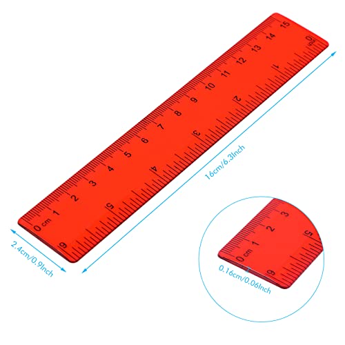 50 Pcs 6 Inch Rulers Assorted Colors Clear Plastic Ruler Straight Rulers for Kids Ruler with Inches and Centimeters for Students School Supplies Office Home Use