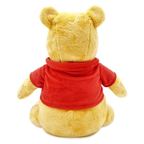 Disney Store Official Winnie The Pooh Soft Toy, Medium 12 inches, Cuddly Toy Made with Soft-Feel Fabric with Embroidered Details and Wearing Classic Red T-Shirt, Suitable for All Ages