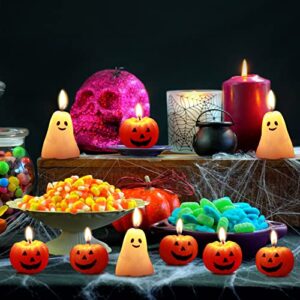 12 Pcs Halloween Ghost Pumpkin Candle Fun Face Black Cat Witch Scented Shaped Candles Thanksgiving Halloween Candle Handmade Wax Fall Candles and Pumpkin Decor for Home (Ghost, Pumpkin)