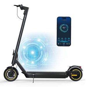aovopro esmax electric scooter, 27 miles range, upgraded 500w motor, 21 mph speed,10" anti-puncture self-sealing air tyre, portable commuting electric scooter for adults