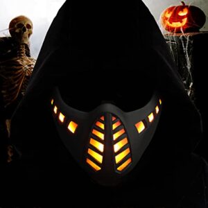 Guayma Halloween Scary Led Mask Light Up Demon Oni Cyberpunk Half Face Masks For Costume Cosplay Party,Black