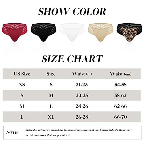 chahoo Womens Thong Underwear, Sexy Low Rise Panties Seamless G-string T Back Lace Thongs, 5-Pack No Show Thongs for Women