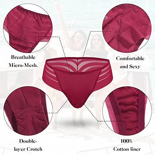 chahoo Womens Thong Underwear, Sexy Low Rise Panties Seamless G-string T Back Lace Thongs, 5-Pack No Show Thongs for Women