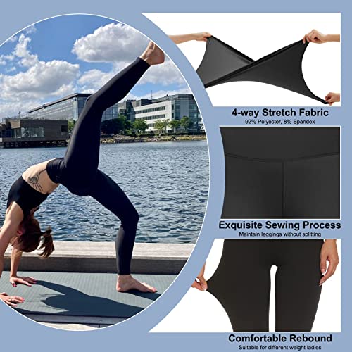 3 Packs Leggings with Pockets for Women, Soft High Waisted Tummy Control Workout Yoga Pants (Reg & Plus Size)