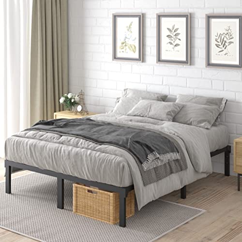 FUIOBYVV Full Size Bed Frame, 14 Inch Heavy Duty Metal Platform Bed Frame Full Support Up to 3500 lbs, No Box Spring Needed/No Shaking/Steel Slat Support/Noise Free/Easy Assembly