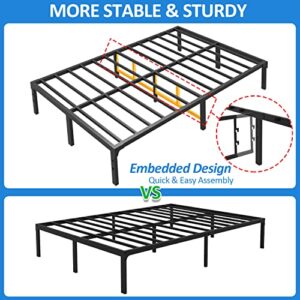 FUIOBYVV Full Size Bed Frame, 14 Inch Heavy Duty Metal Platform Bed Frame Full Support Up to 3500 lbs, No Box Spring Needed/No Shaking/Steel Slat Support/Noise Free/Easy Assembly