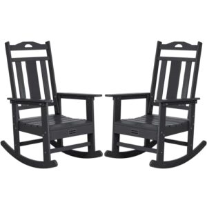 nalone outdoor rocking chairs set of 2, hdpe all weather resistant rocking chair for porch, oversized patio rocker chair for adult, outdoor rockers for garden lawn