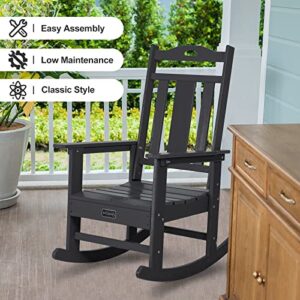 nalone Outdoor Rocking Chairs Set of 2, HDPE All Weather Resistant Rocking Chair for Porch, Oversized Patio Rocker Chair for Adult, Outdoor Rockers for Garden Lawn