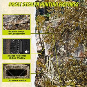 TIDEWE Hunting Blind See Through 3-in-1 with Carrying Bag, 4-6 Person Pop Up Ground Blinds 270 Degree, Portable Removable Hunting Tent for Deer & Turkey Hunting (Camouflage)