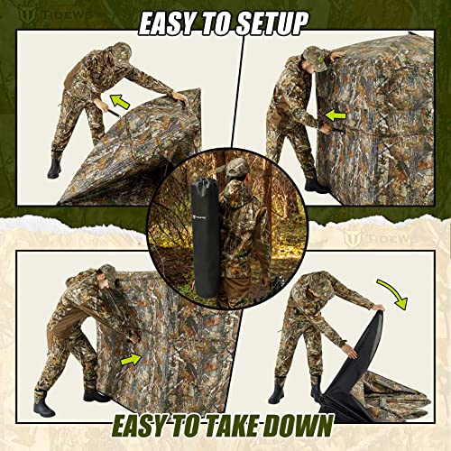 TIDEWE Hunting Blind See Through 3-in-1 with Carrying Bag, 4-6 Person Pop Up Ground Blinds 270 Degree, Portable Removable Hunting Tent for Deer & Turkey Hunting (Camouflage)