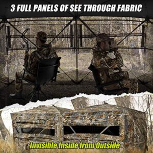 TIDEWE Hunting Blind See Through 3-in-1 with Carrying Bag, 4-6 Person Pop Up Ground Blinds 270 Degree, Portable Removable Hunting Tent for Deer & Turkey Hunting (Camouflage)