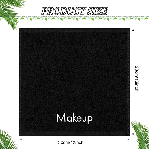 30 Pcs Makeup Remover Wash Cloth Bulk Fleece Microfiber Facial Towel Reusable Cotton Absorbent Washcloth Soft Drying Towel Cleansing with 2 Spa Headbands for Clean and Make Up,12 x 12 Inches (Black)