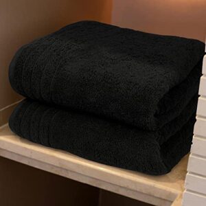 Tens Towels 8 Piece Towels Set, 2 Extra Large Bath Towels, 2 Hand Towels, 4 Washcloths, 100% Cotton, Lighter Weight, Quicker to Dry, Super Absorbent, Perfect Bathroom Towels Set (Black)