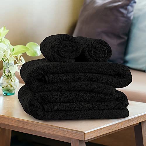 Tens Towels 8 Piece Towels Set, 2 Extra Large Bath Towels, 2 Hand Towels, 4 Washcloths, 100% Cotton, Lighter Weight, Quicker to Dry, Super Absorbent, Perfect Bathroom Towels Set (Black)