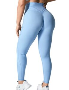 yeoreo grace workout leggings for women butt lifting tummy control high waist gym yoga compression pants light blue l