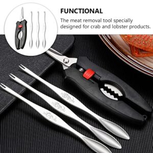 Seafood Tools Crab Leg Opener Scissors Tool Set Tool Set Crab Crackers with crab clamp and picks metal shell nut crackers and picks 3 Leg Forks Flackers Crackers Metal Household