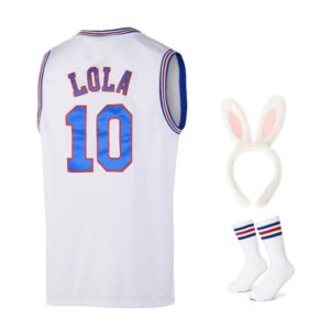 youth basketball jersey lola #10 space movie jersey 90s hip hop clothing kids shirt for party (#10 white, x-small)