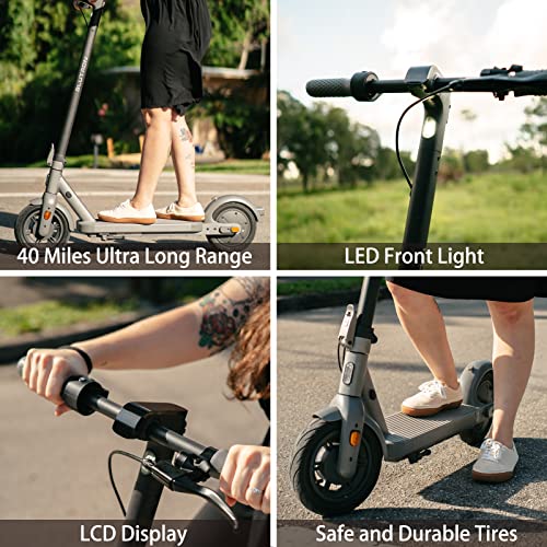 Blutron One Plus S65 Electric Scooter for Adults, 800W Peak Power Motor, 40 Miles Ultra Long Range & 20 MPH, Folding Commuter E Scooter, Dual Brakes & Suspension, 10" Pneumatic Tires