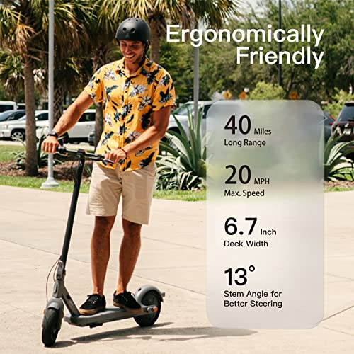 Blutron One Plus S65 Electric Scooter for Adults, 800W Peak Power Motor, 40 Miles Ultra Long Range & 20 MPH, Folding Commuter E Scooter, Dual Brakes & Suspension, 10" Pneumatic Tires