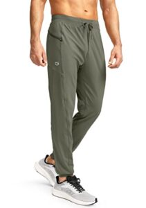 men's joggers with zipper pockets stretch tapered sweatpants athletic pants for men workout running gym(sage green, xl)