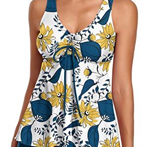 Omichic Modest Tankini Swimsuits for Women Two Piece Bikini Tank Top with Boyshorts Tummy Control Bathing Suits