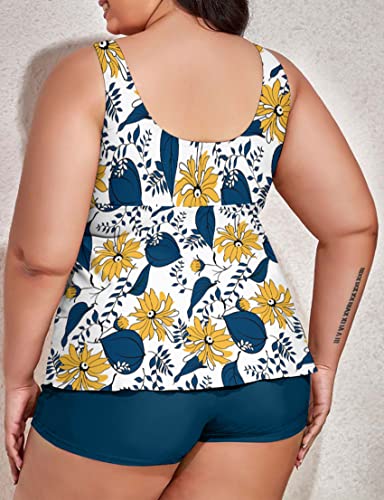 Omichic Modest Tankini Swimsuits for Women Two Piece Bikini Tank Top with Boyshorts Tummy Control Bathing Suits