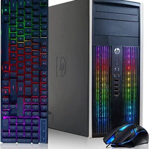 HP RGB Gaming PC Desktop Computer - Intel Quad I7 up to 3.8GHz, Radeon RX 580 8G, 16GB Memory, 128G SSD + 2TB, RGB Keyboard & Mouse, DVD, WiFi & Bluetooth, Win 10 Pro (Renewed)