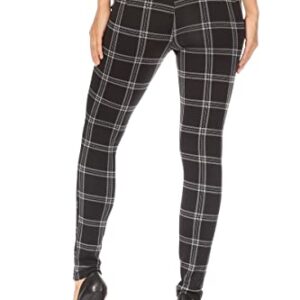 ShoSho Womens High Waist Skinny Pants Tummy Control Butt Lifting Pull On Stretch Trousers with Pockets Plaid Print Black/White Small