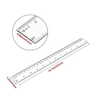 Gutyble 50Pack 12Inch Clear Plastic Ruler, for School,Office and Home