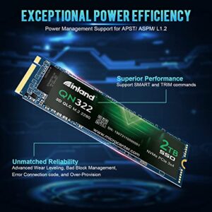 INLAND QN322 2TB NVME M.2 PCIe Gen 3.0x4 2280 SSD Internal Solid State Drive up to 2300MB/s, Compatible with Laptop & PC Desktop