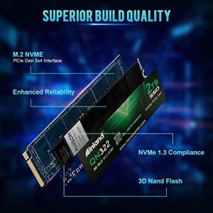 INLAND QN322 2TB NVME M.2 PCIe Gen 3.0x4 2280 SSD Internal Solid State Drive up to 2300MB/s, Compatible with Laptop & PC Desktop