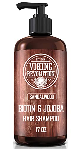 Viking Revolution Sandalwood Shampoo and Conditioner Set with Biotin and Jojoba Oil - Mens Shampoo and Conditioner Set - Natural Hair Shampoo and Hair Conditioner for Men with Vitamin B5 (17 Oz)