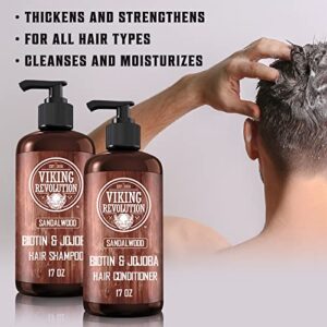 Viking Revolution Sandalwood Shampoo and Conditioner Set with Biotin and Jojoba Oil - Mens Shampoo and Conditioner Set - Natural Hair Shampoo and Hair Conditioner for Men with Vitamin B5 (17 Oz)