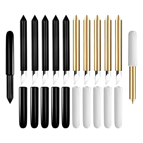 10Pcs Fine Point Cutting Blades Compatible with Air 2/Explore Air 3, Replacement Cutting Blades for Cricut Maker, Maker 3 All Cutting Machines (Gold, Black)