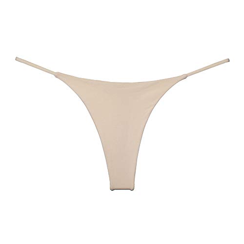 BY.ECG Women's Cotton Thong Double-Layer Sexy G-String Nude 3 Pack (S)