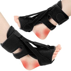 Huninpr 2 Pack Plantar Fasciitis Night Splint, Upgrade 3 Adjustable straps Relief for Women & Men, Brace, Achilles Tendonitis and Foot Drop. (black)