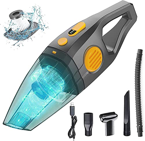 AZHZOLSK Dust Buster Upgrade Handheld Vacuum Cordless Rechargeable Handheld Vacuums 12000PA-14000PA High Power with Power Display for Car, Home, Office, Pet Hair Travel Cleaning Wet and Dry Use