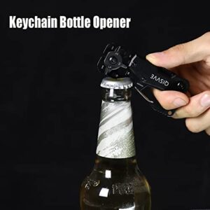 QISVVE Carabiner Key Ring Clip, Car Keychain Clip, Bottle Opener EDC Key Chain for Men and Women Black