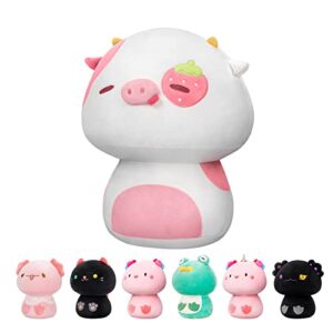 mewaii 8” mushroom plush, strawberry cow soft plushies squishy pillow, cute stuffed animals kawaii plush toys throw pillow decoration gift for girls boys