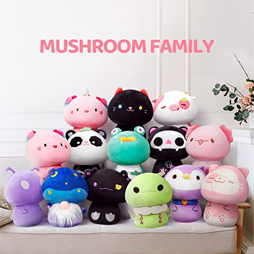 Mewaii 14” Mushroom Plush, Strawberry Cow Plush Pillow Soft Plushies Squishy Pillow, Cow Stuffed Animals Kawaii Plush Toys Throw Pillow Decoration Gift for Girls Boys