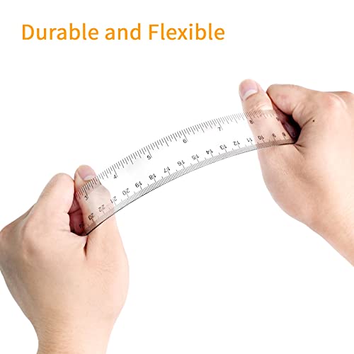 30 Packs Clear Plastic Ruler 12 Inch Straight Ruler with Centimeter and Millimeter, Metric Rulers Bulk for Kids Classroom School Office