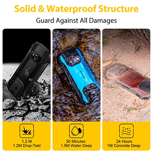 Ulefone Armor 15 Rugged Smartphone, Built in TWS Earbuds, 6600mAh Big Battey, IP68/IP69K Waterproof Phones Unlocked, 11GB+128GB, 12MP+13MP+16MP, 5.45-in HD+, Android 12, Dual Speakers, Face ID, Blue